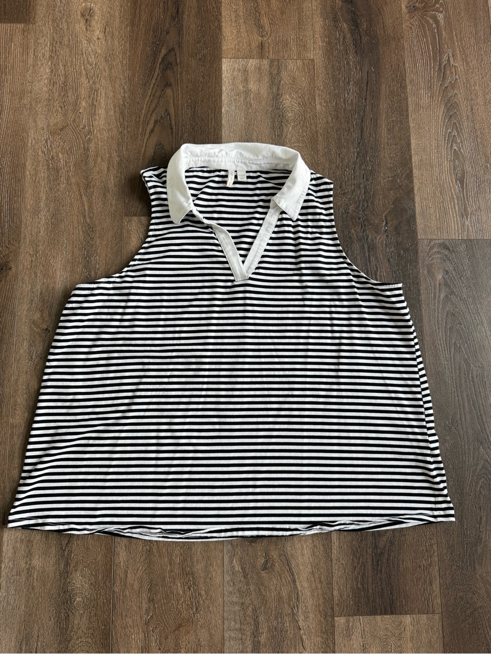 Cato Black & White Striped Sleeveless Polo Tank Size 18/20W